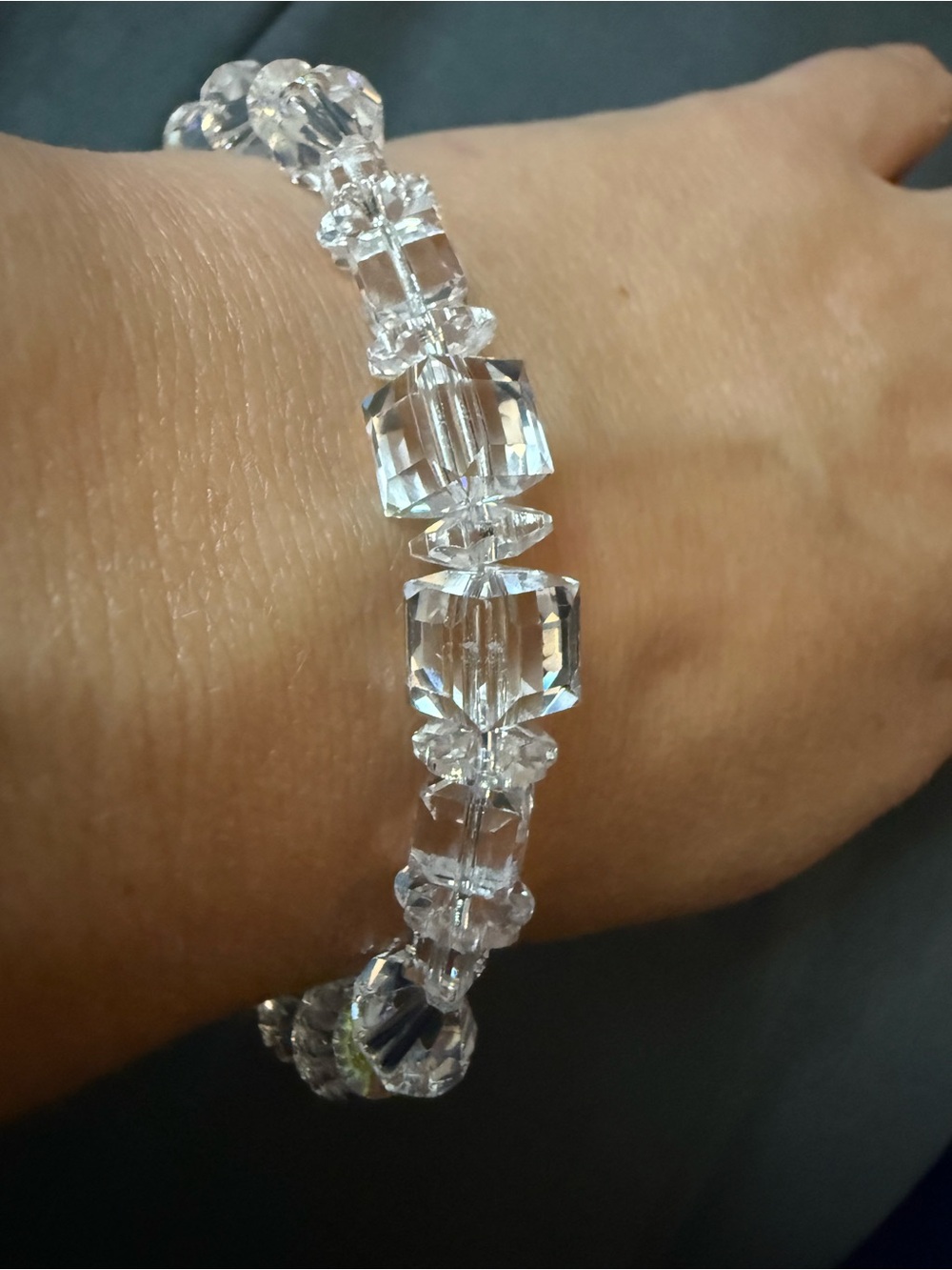 Clear Crystal Beaded Bracelet - with magnetic clasp